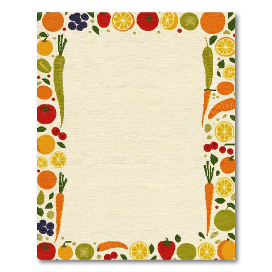 Whimsical Fruit Vegetable Border Rug