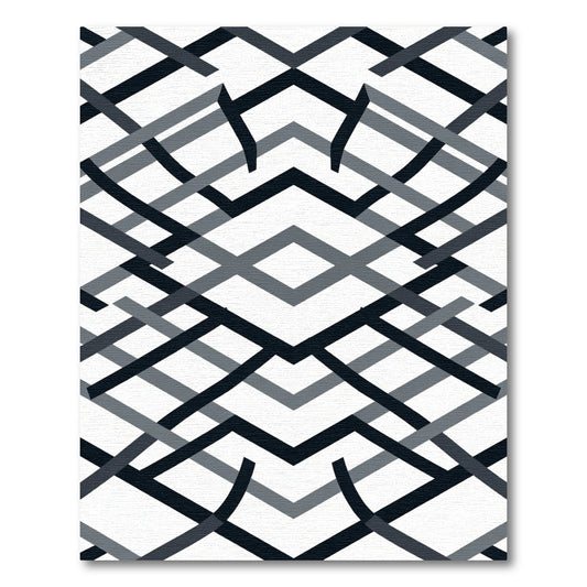 Monochrome Geometric Lattice Weave Rug
