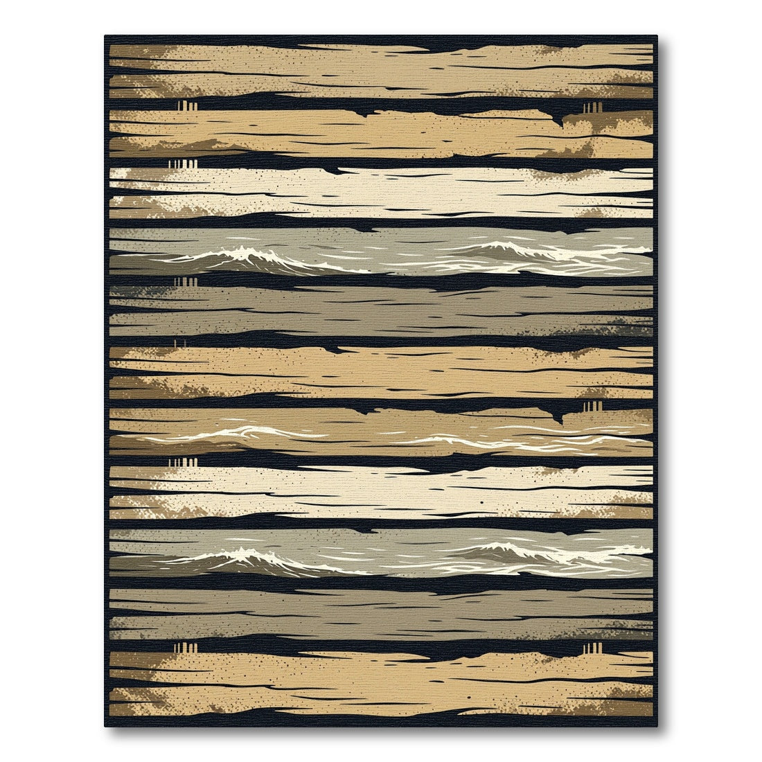 Rustic Horizontal Wood Grain Waves Rug
