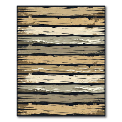 Rustic Horizontal Wood Grain Waves Rug