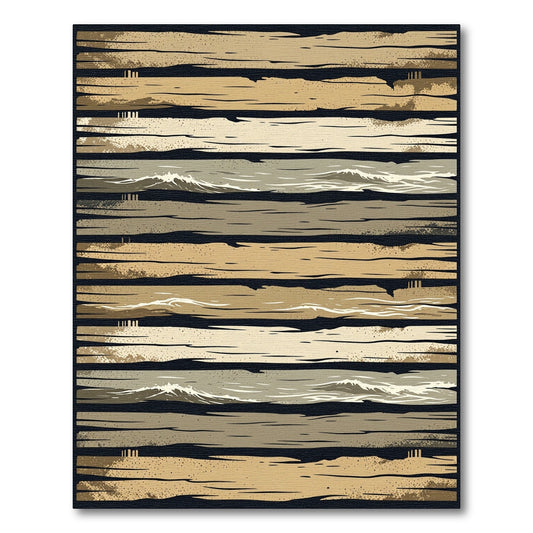 Rustic Horizontal Wood Grain Waves Rug