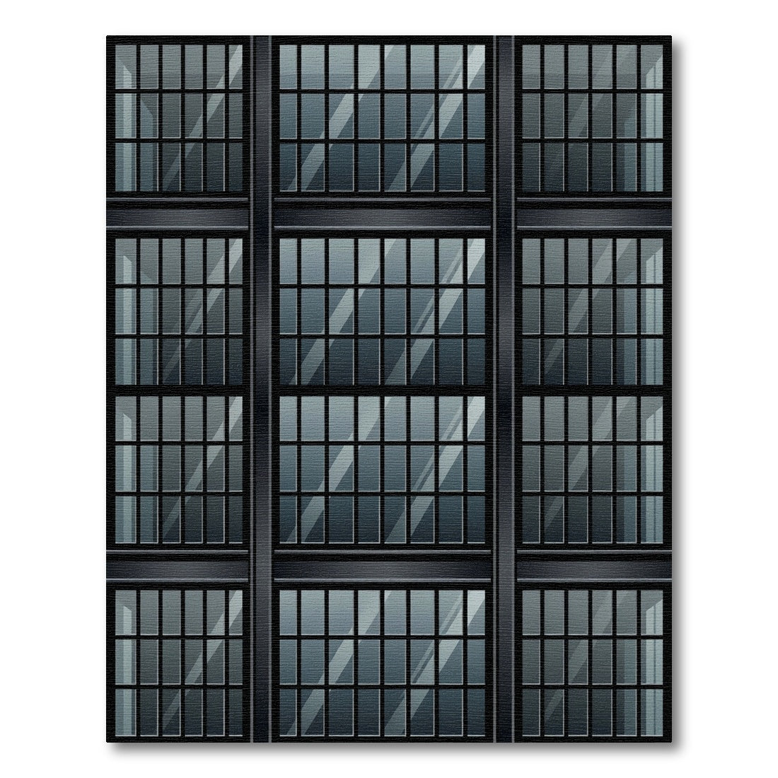 Modern Dark Steel Window Pane Rug