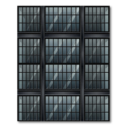 Modern Dark Steel Window Pane Rug
