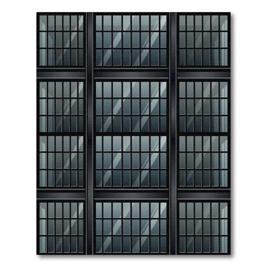 Modern Dark Steel Window Pane Rug