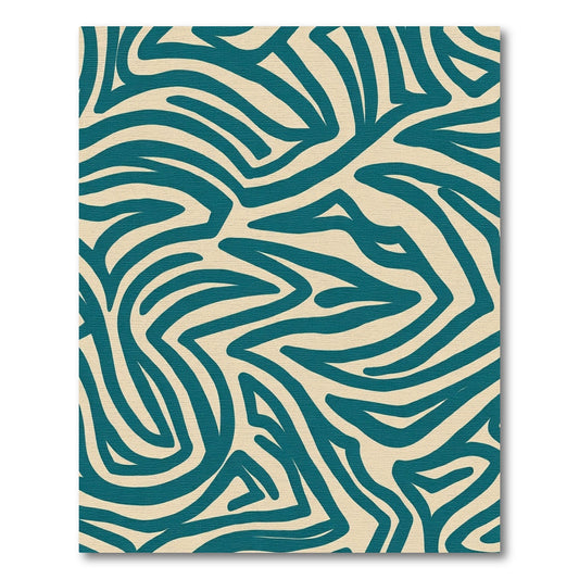 Teal Abstract Organic Zebra Stripe Rug