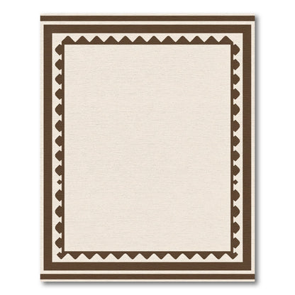 Brown Geometric Dental Border Rug