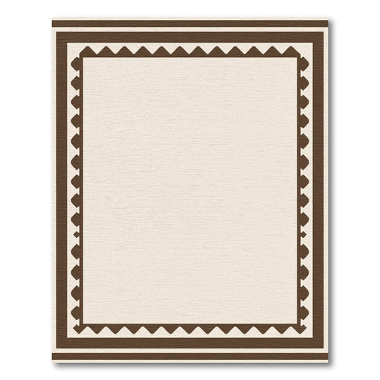 Brown Geometric Dental Border Rug