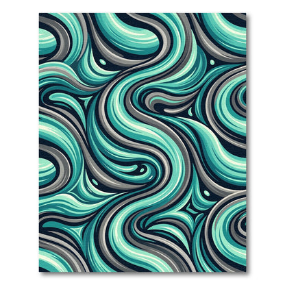 Teal Gray Abstract Swirl Rug