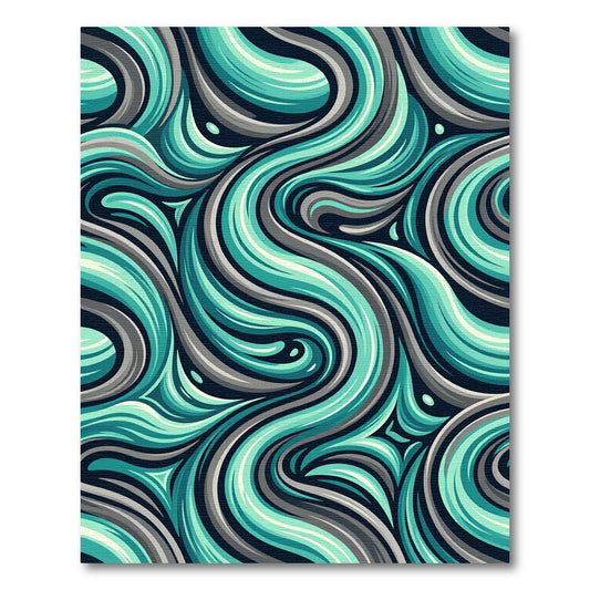 Teal Gray Abstract Swirl Rug