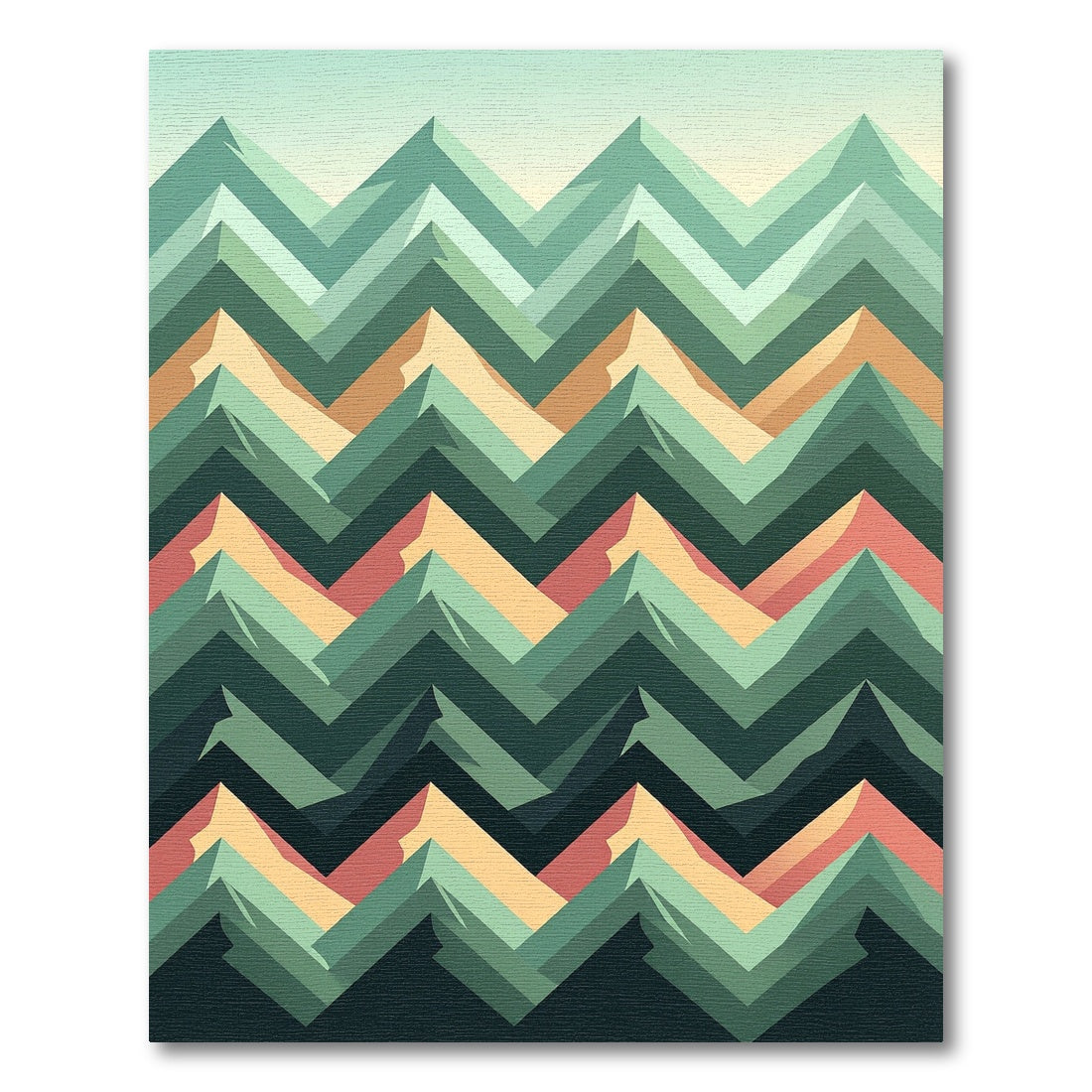 Geometric Mountain Peaks Chevron Rug