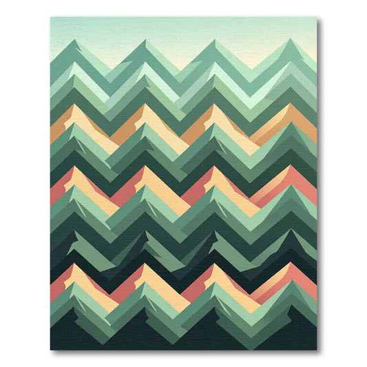 Geometric Mountain Peaks Chevron Rug