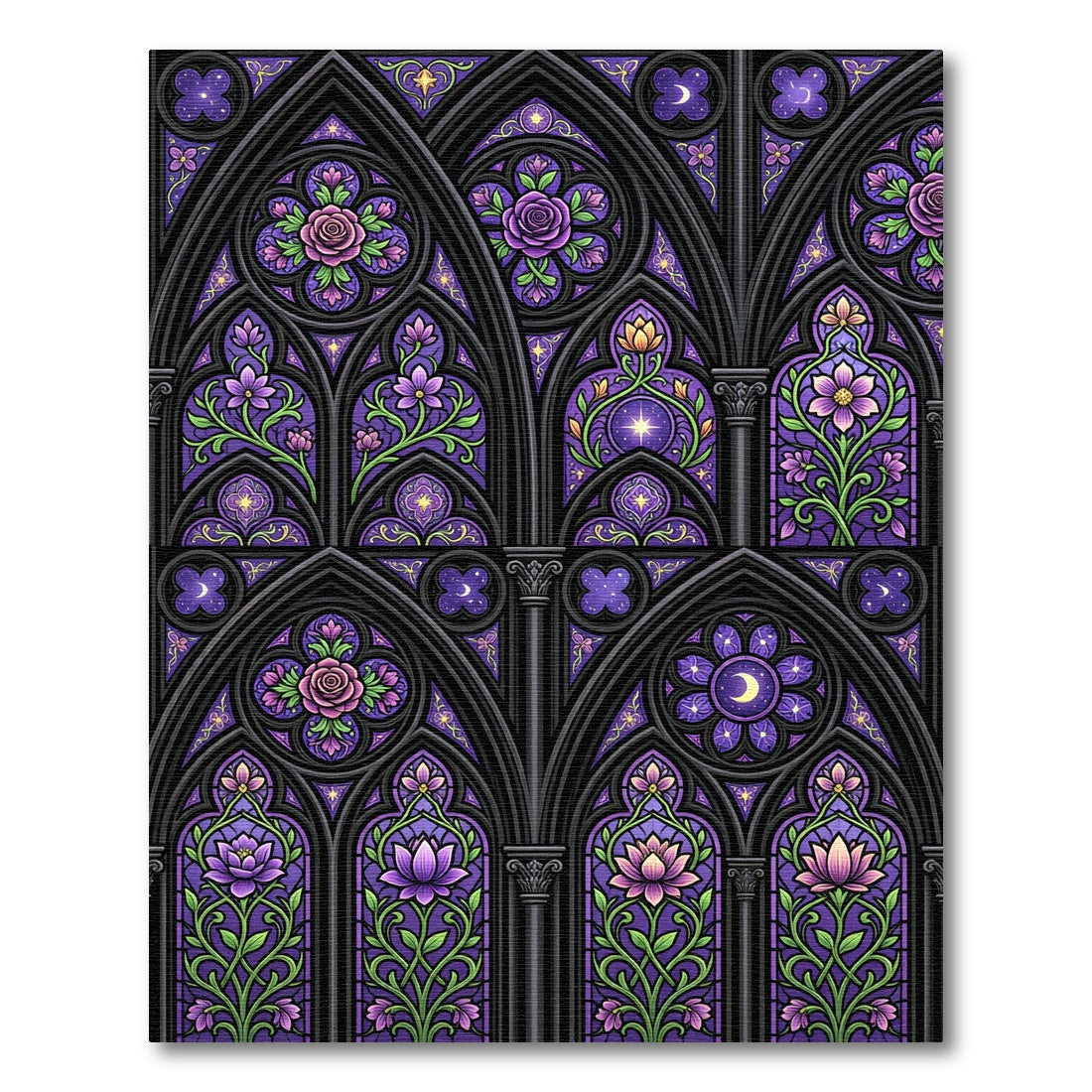 Gothic Purple Rose Stained Glass Rug