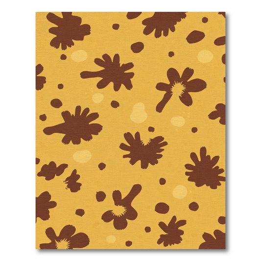 Rustic Yellow Brown Splatter Flowers Rug