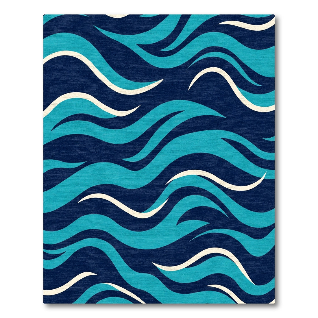 Deep Blue Teal Wave Composition Rug