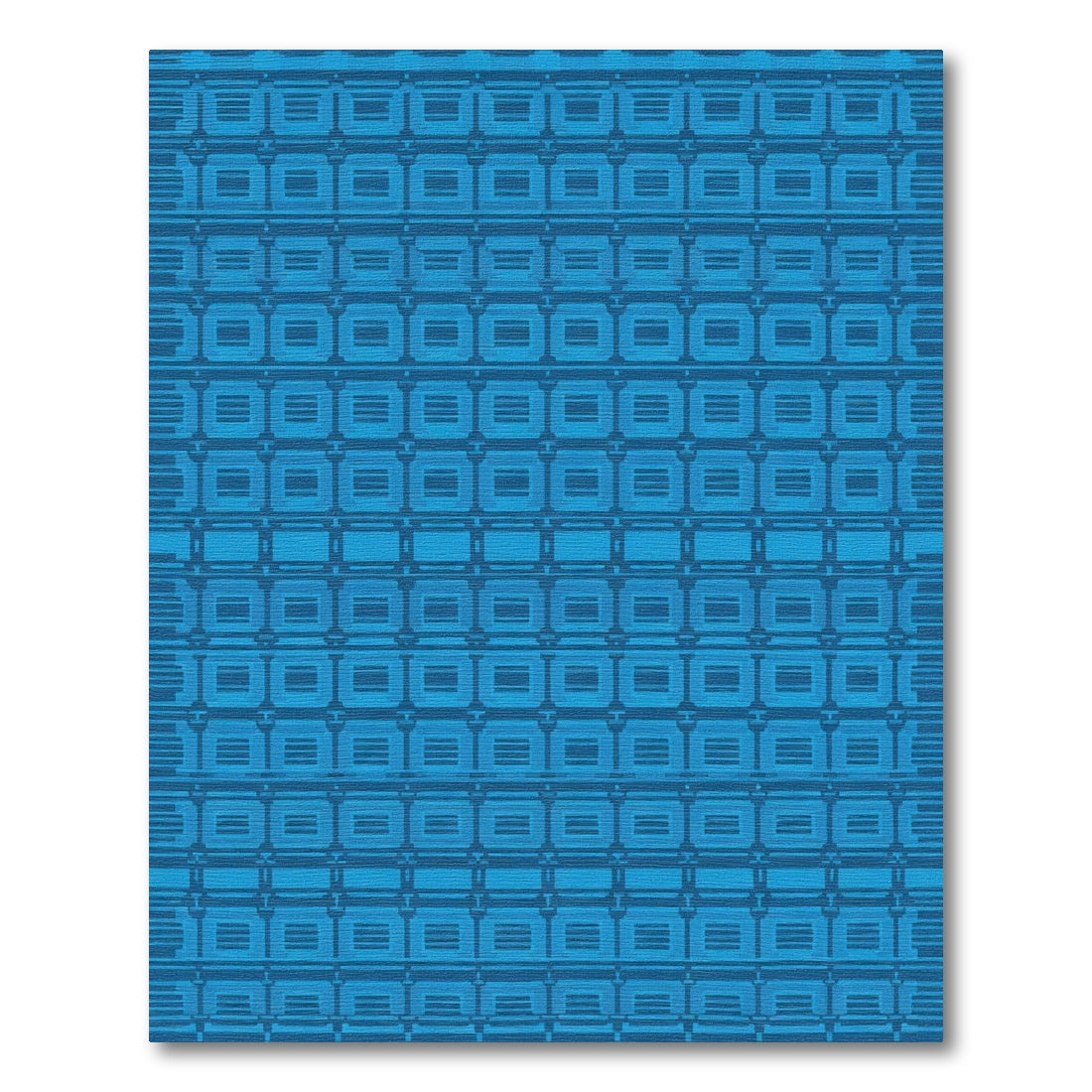 Deep Blue Rectilinear Geometric Collage Rug