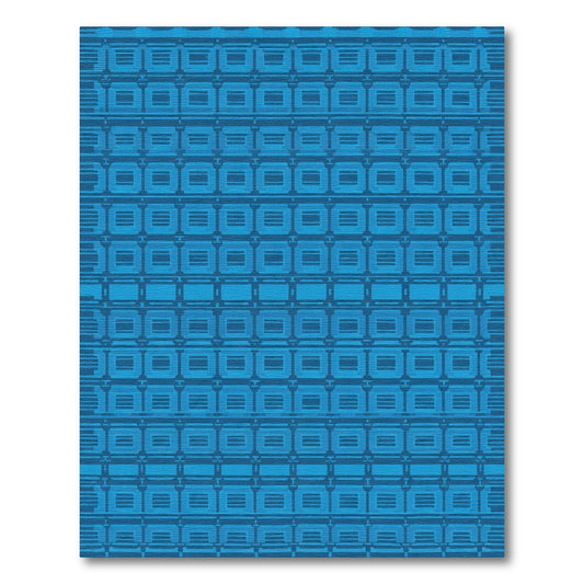 Deep Blue Rectilinear Geometric Collage Rug