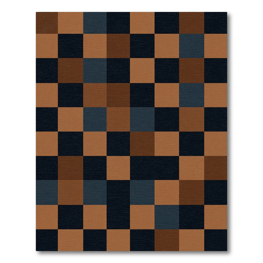 Modern Earthy Geometric Block Square Rug