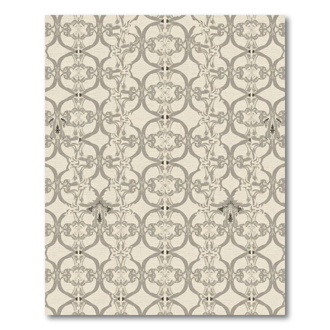 Cream Gray Ornamental Ogee Abstract Rug