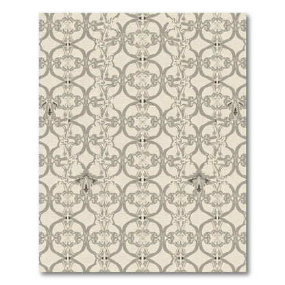 Cream Gray Ornamental Ogee Abstract Rug