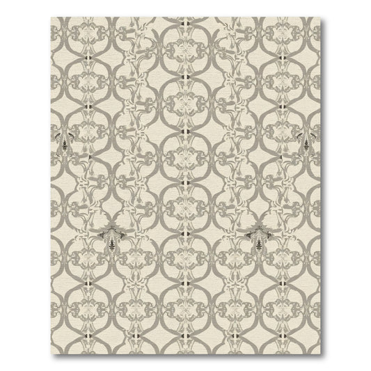 Cream Gray Ornamental Ogee Abstract Rug