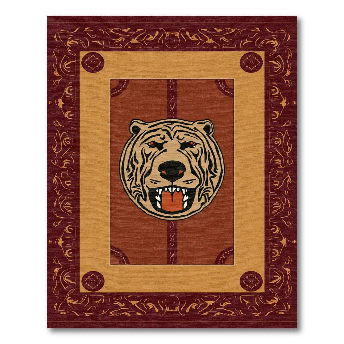 Crimson Tiger Face Medallion Aura Rug