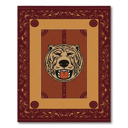 Crimson Tiger Face Medallion Aura Rug