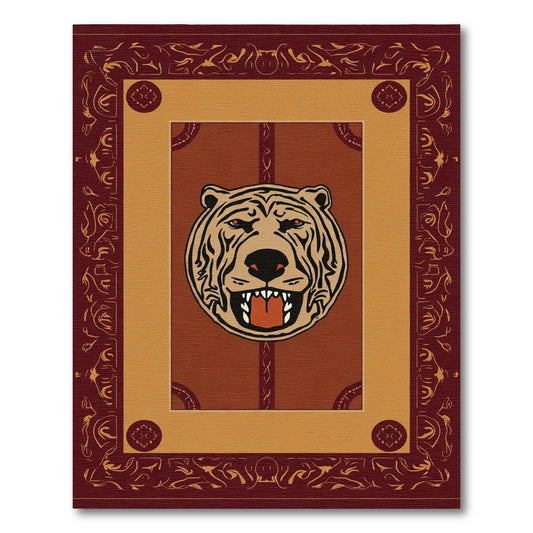 Crimson Tiger Face Medallion Aura Rug