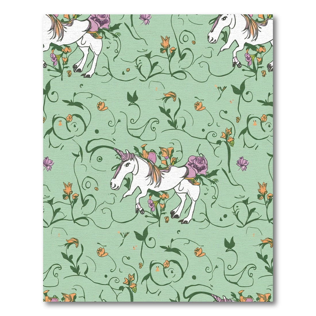 Whimsical White Unicorn Garden Swirls Rug