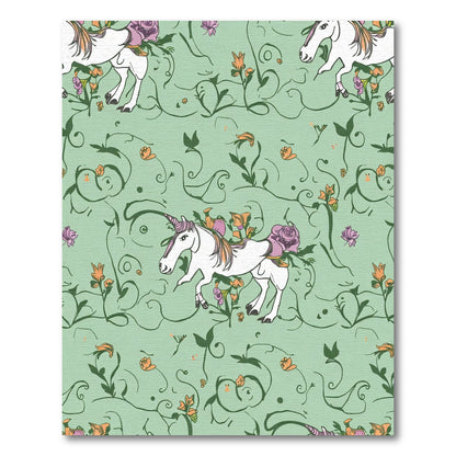 Whimsical White Unicorn Garden Swirls Rug