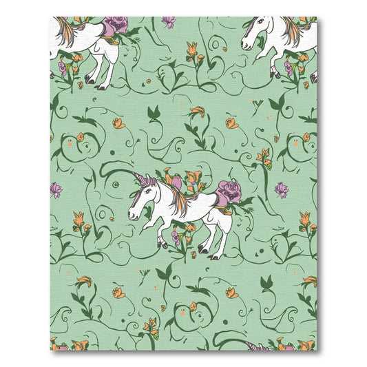 Whimsical White Unicorn Garden Swirls Rug