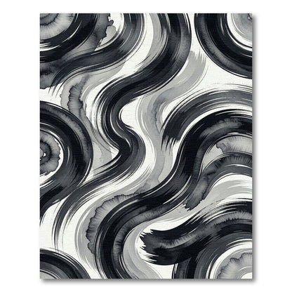 Monochromatic Abstract Fluid Swirl Art Rug