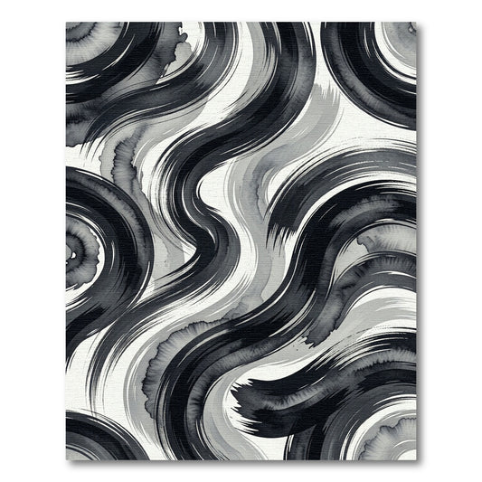 Monochromatic Abstract Fluid Swirl Art Rug