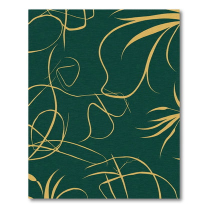 Golden Swirls Deep Emerald Vines Rug