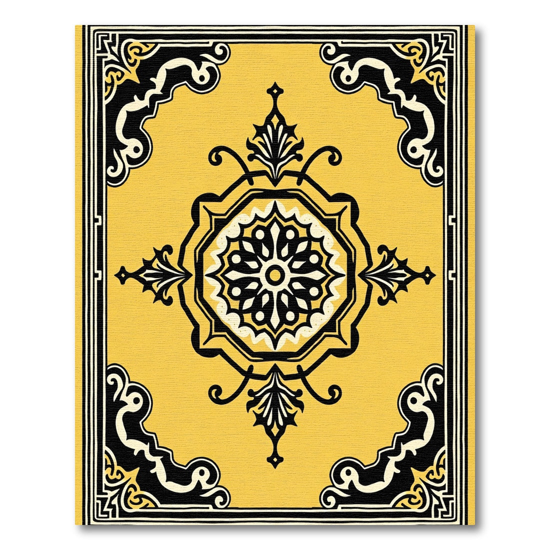 Golden Yellow Ornamental Medallion Rug