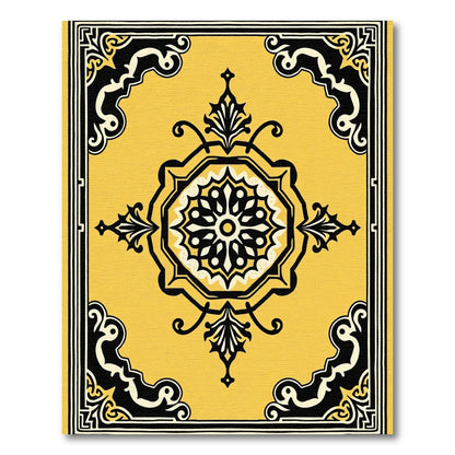 Golden Yellow Ornamental Medallion Rug