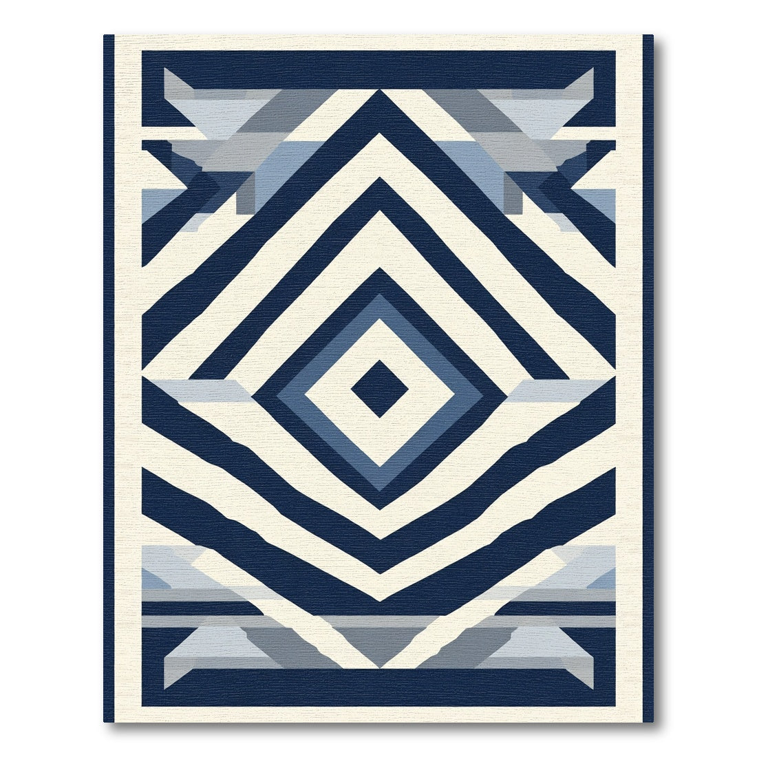 Geometric Diamond Stripe Blue Rag Rug