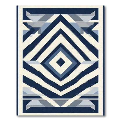 Geometric Diamond Stripe Blue Rag Rug