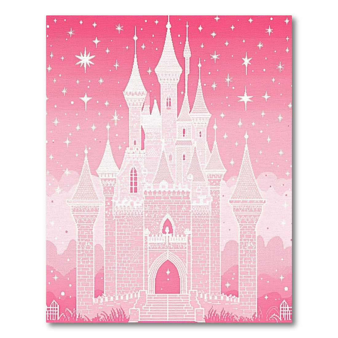 Pink Fairy Castle Stars Sparkles Rug