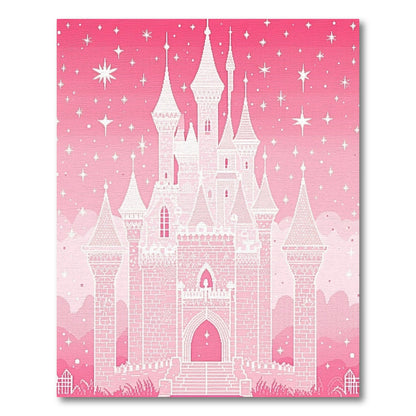 Pink Fairy Castle Stars Sparkles Rug