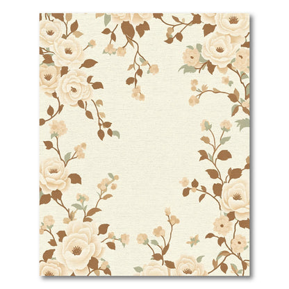 Cream Floral Garden Border Rug