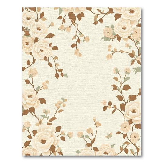 Cream Floral Garden Border Rug