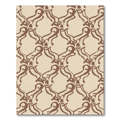 Brown Rococo Scrollwork Lattice Rug