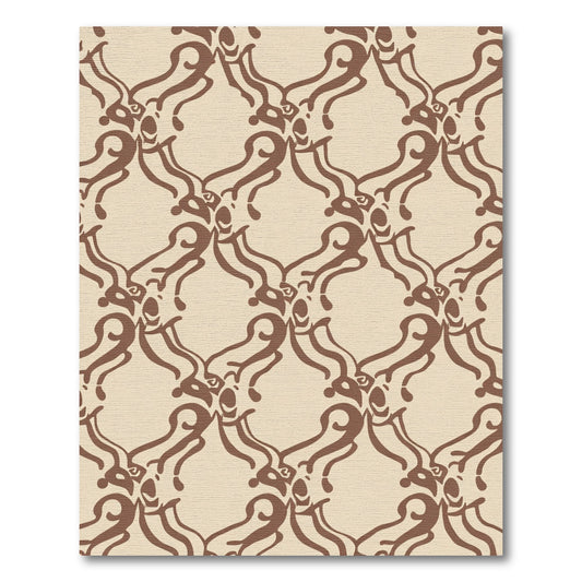 Brown Rococo Scrollwork Lattice Rug