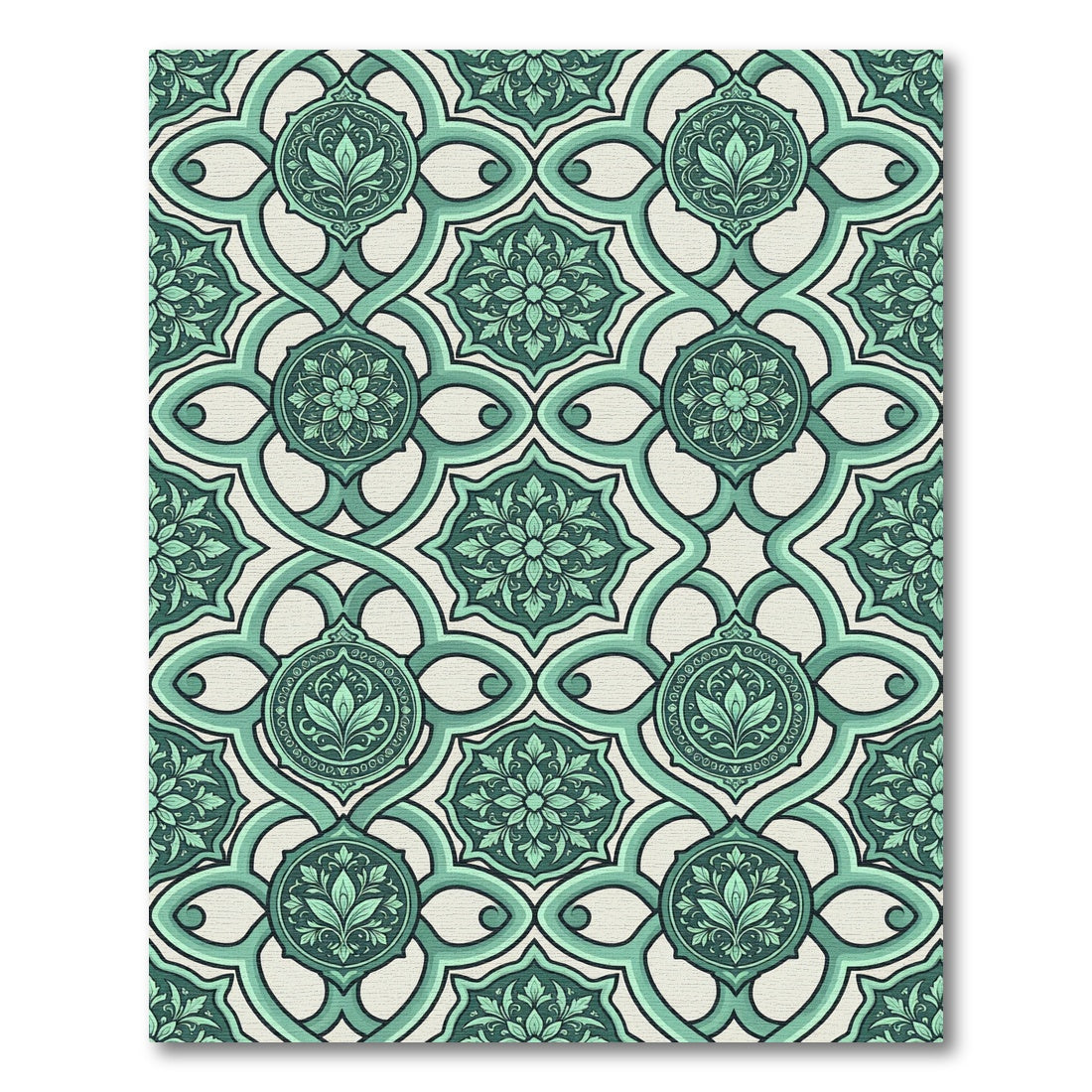 Emerald Green Interlocking Medallion Rug