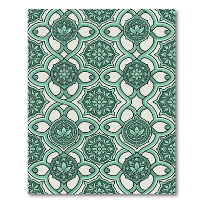 Emerald Green Interlocking Medallion Rug