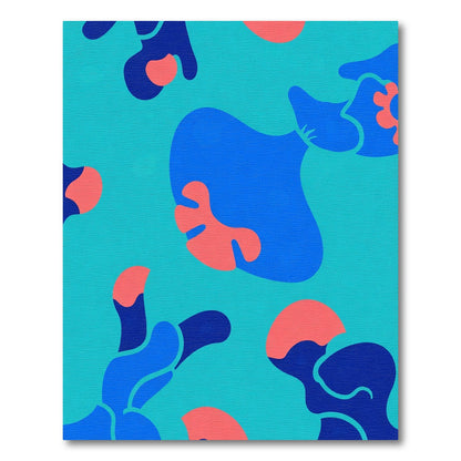 Teal Blue Coral Amoeba Abstract Rug