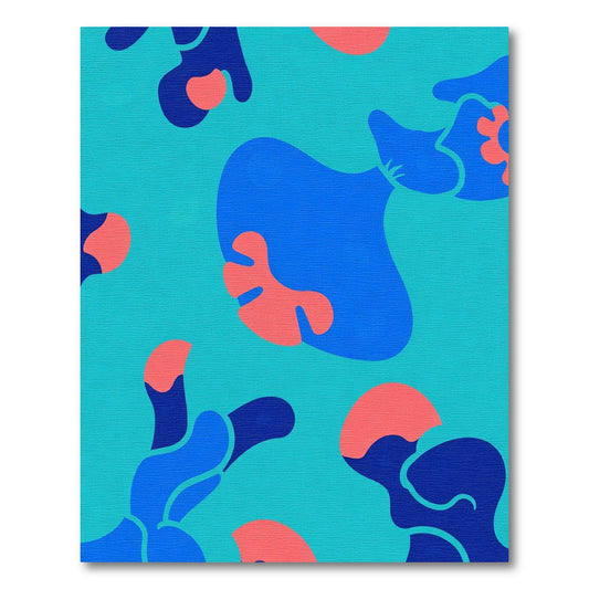 Teal Blue Coral Amoeba Abstract Rug