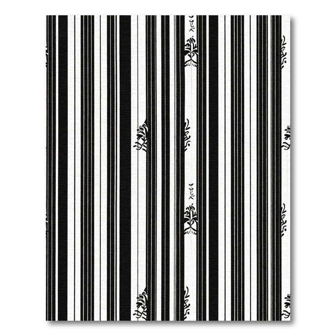 Modern Black White Stripe Floral Rug