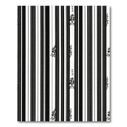 Modern Black White Stripe Floral Rug