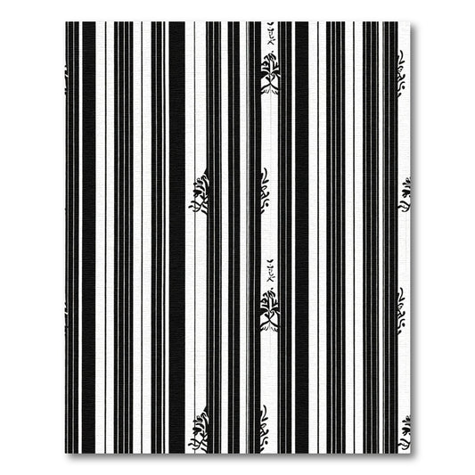 Modern Black White Stripe Floral Rug